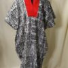 Dera Long Ankara black & white with red neck & pockets