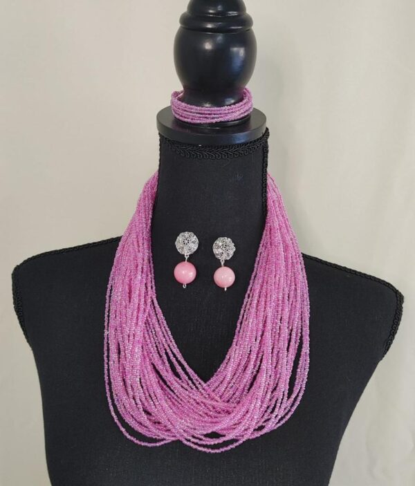 Bola Pink hand crafted beaded set - Image 2